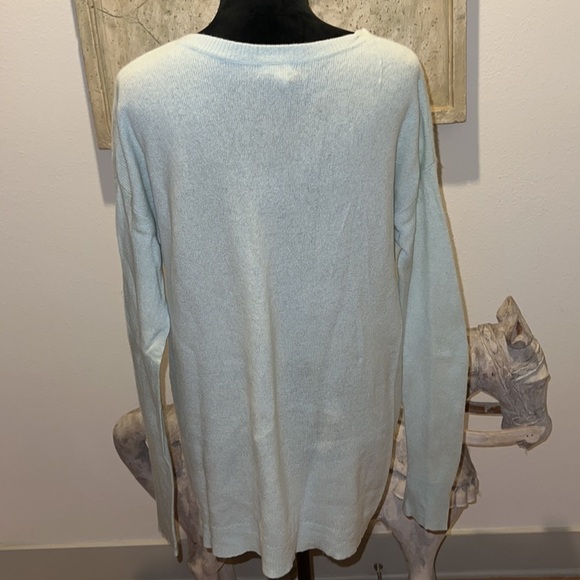 Halogen‎ Cashmere V neck long light sweater mint green Sz L - Picture 3 of 9
